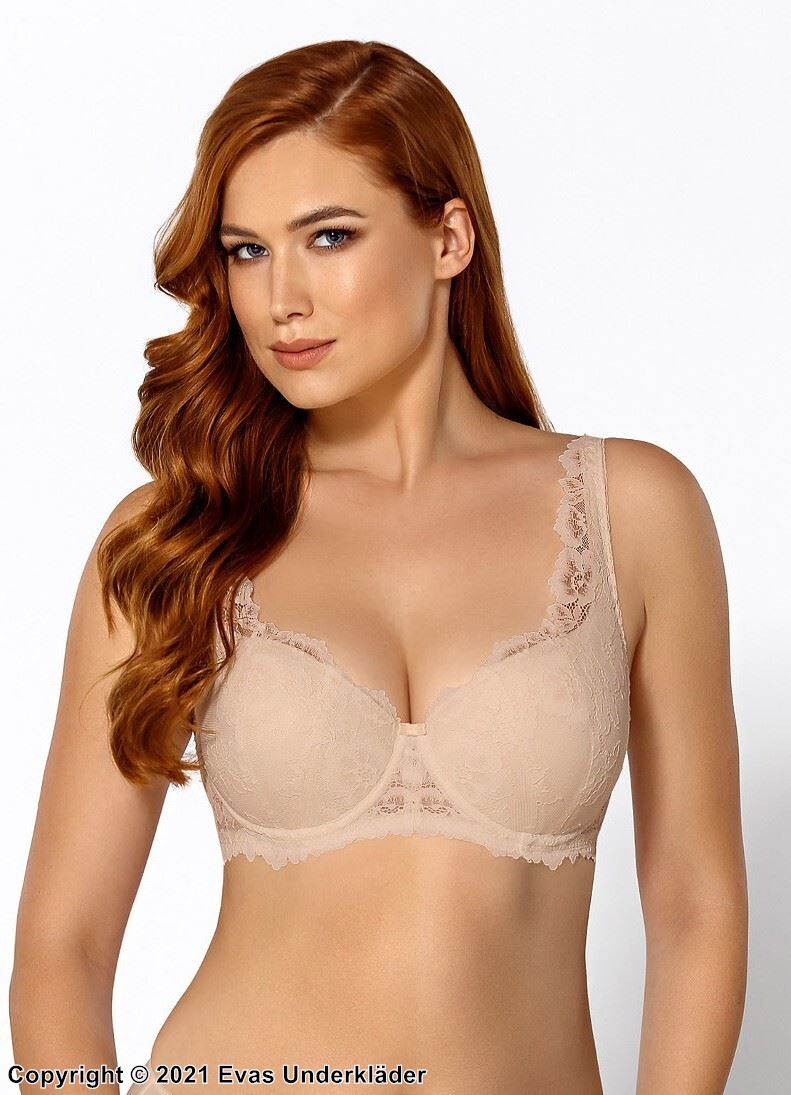 Beautiful bra, lace shoulder straps, B to J-cup